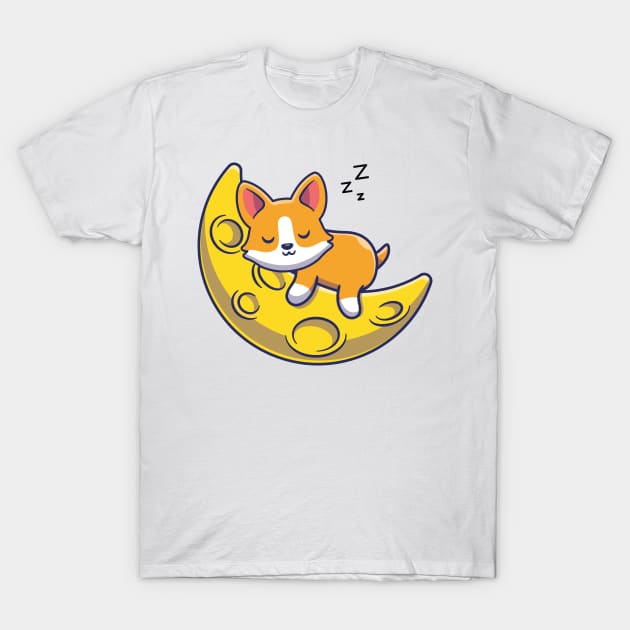 Cute Kawaii Fox Sleeping on Moon T-Shirt by Seedsplash